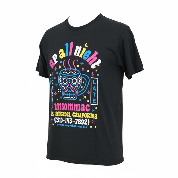 Vintage Insomniac "Up All Night" Neon Graphic T-Shirt - Picture 2 of 6